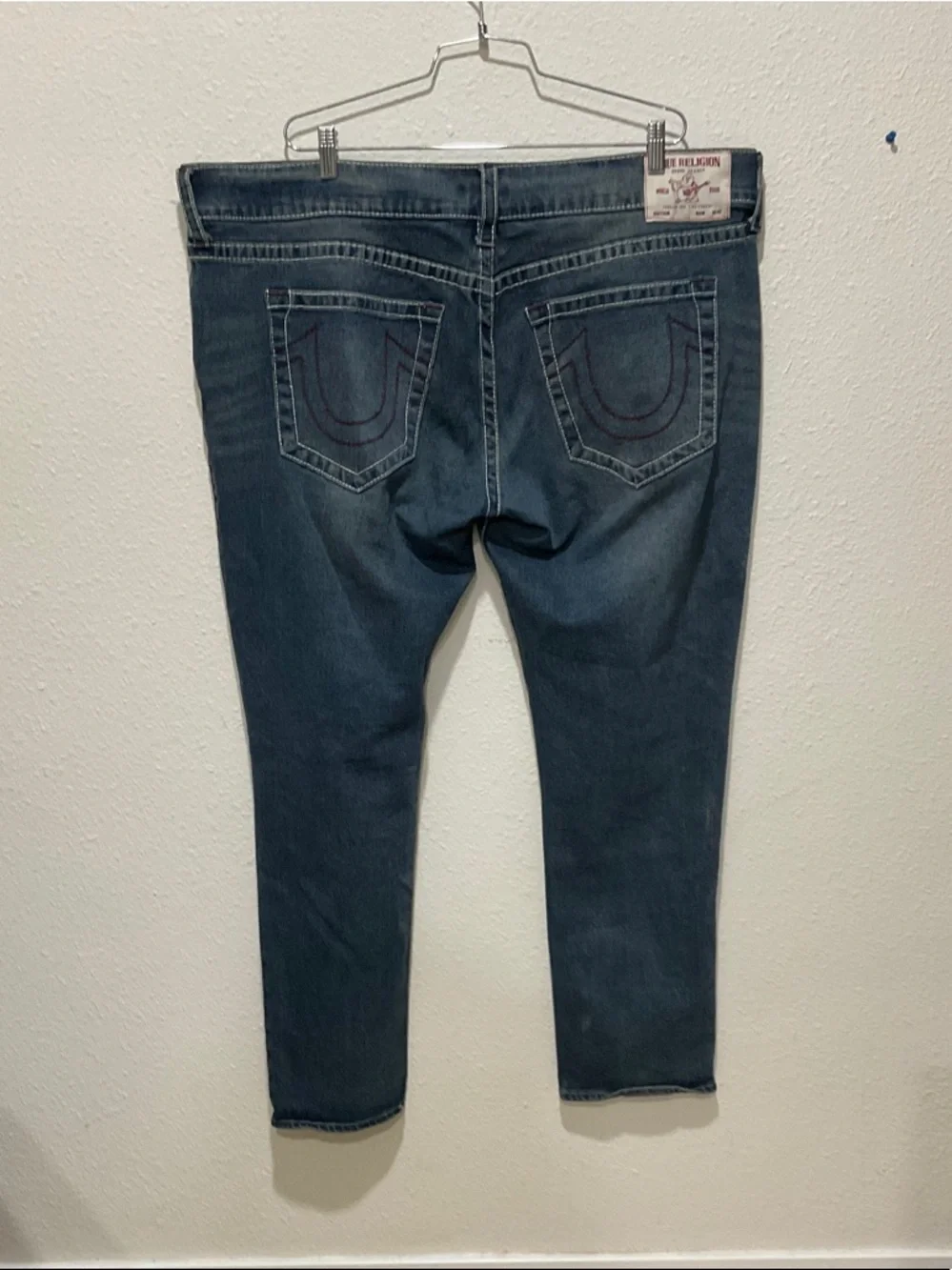 True Religion Big & Tall Men's Rocco Relaxed Skinny Dark Blue Jeans